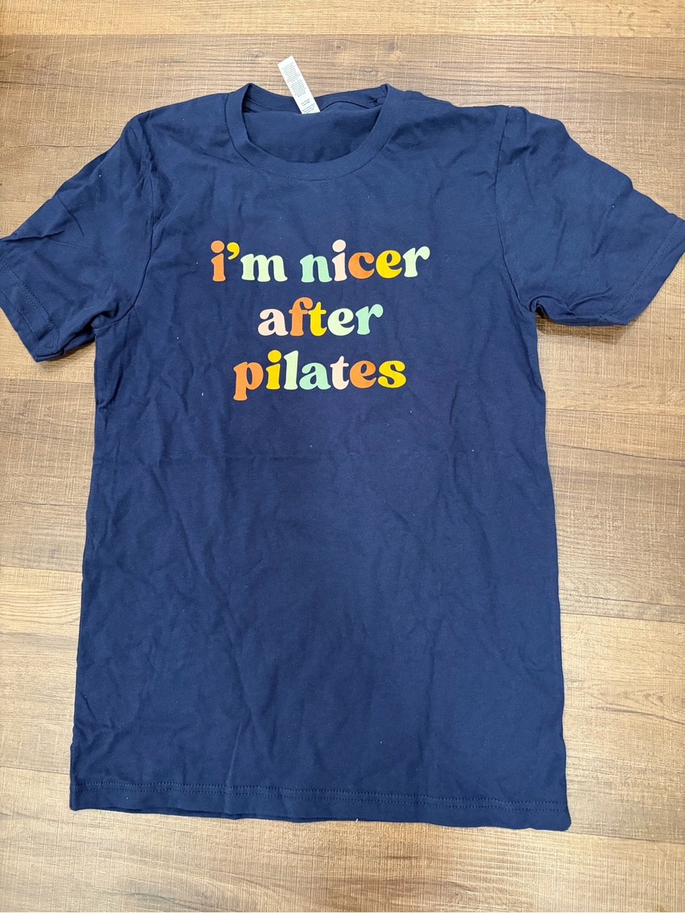Navy Short Sleeve Tee - "I'm Nicer After Pilates"